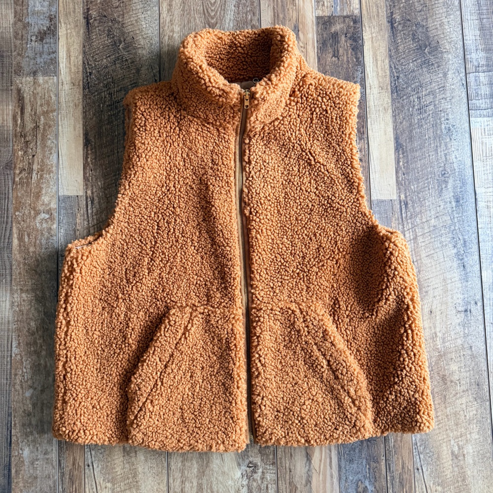 J. Crew Women's Orange Sherpa Fleece Vest